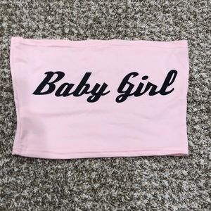 “Baby girl” baby pink tube top!